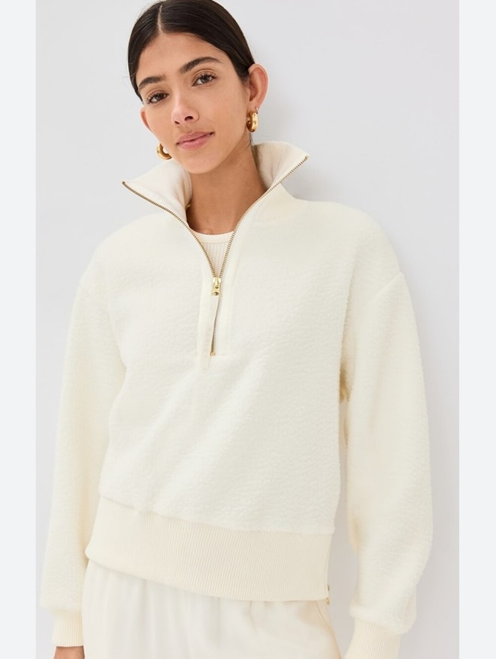 Varley Oakden Cream Sherpa Half Zip Pullover Size M